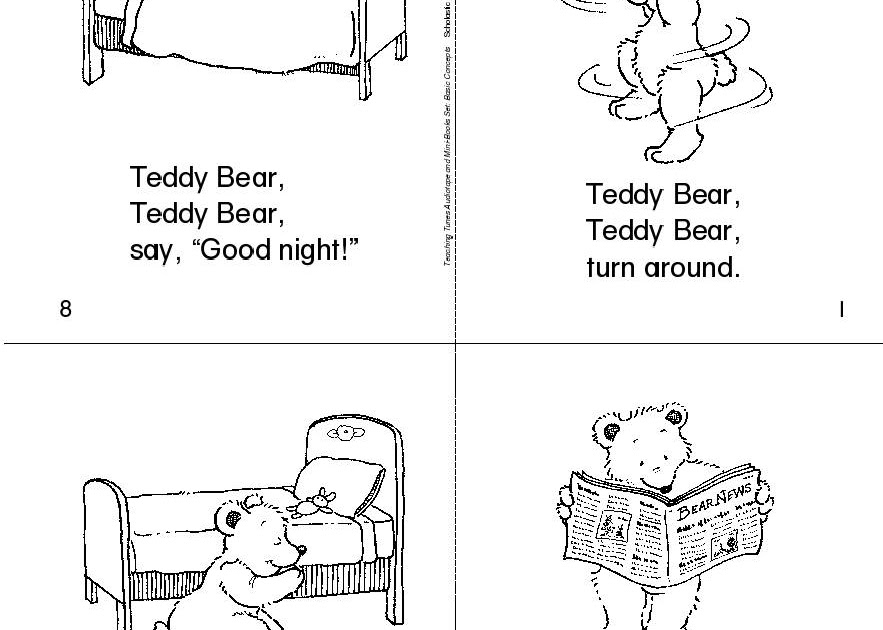 Angol feladatok, mondókák, színezők Teddy Bear, Teddy Bear Mini könyv