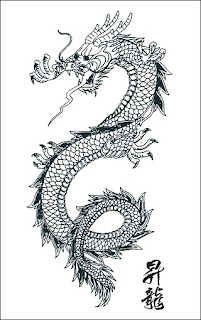 black - white dragon tattoo
