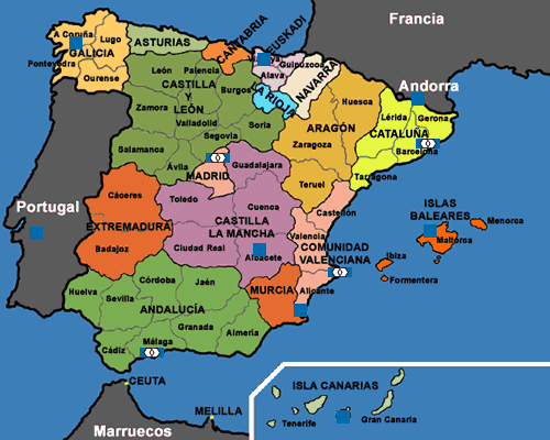 Recursos útiles: MAPAS: España y países colindantes