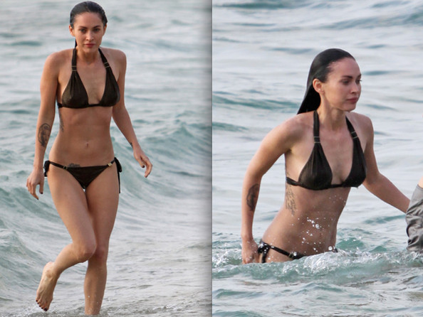 In May 2010, Megan Fox showed off her 6-pack and multiple tattoos while she 