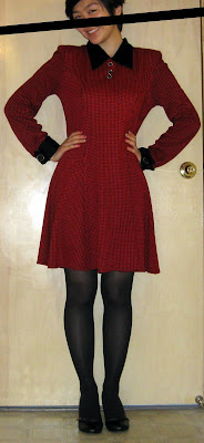 red and black houndstooth dress