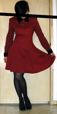 red and black houndstooth dress