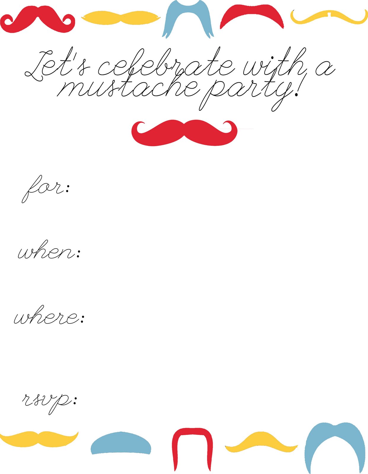 Moth And Sparrow Mustache Party Invitations
