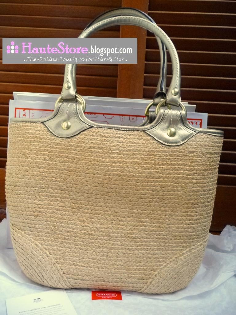 HauteStore COACH Bleecker Straw Tote Bag F13373 Metallic