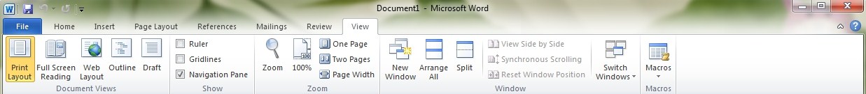 PC and Software Tips: Screenshot of Microsoft Word 2010