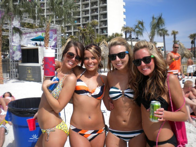 College girls at spring break bikini contests