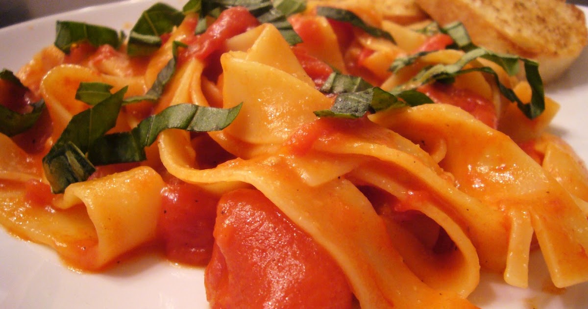 what's for dinner? wide noodles with tomato sauce... 30 minutes