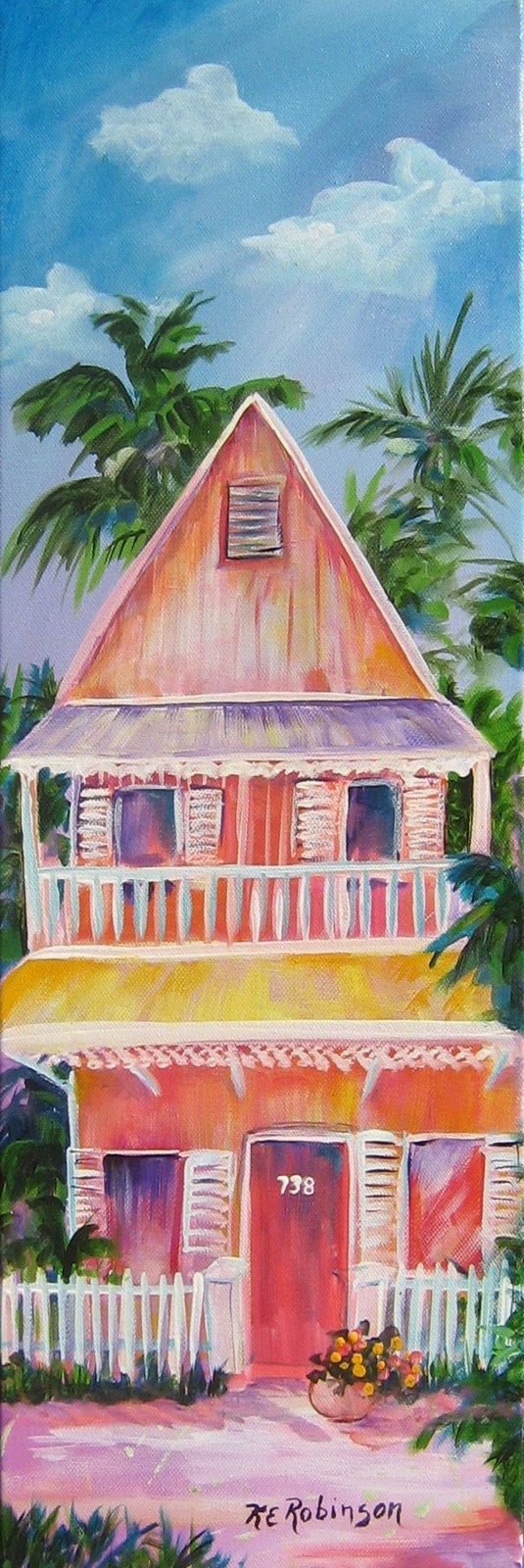 KeROBinson Coastal Escapes Key West House 8x24 Painting