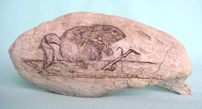 Beaver Art on Driftwood