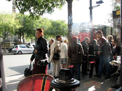 People outside Cafe Zimmer, Paris