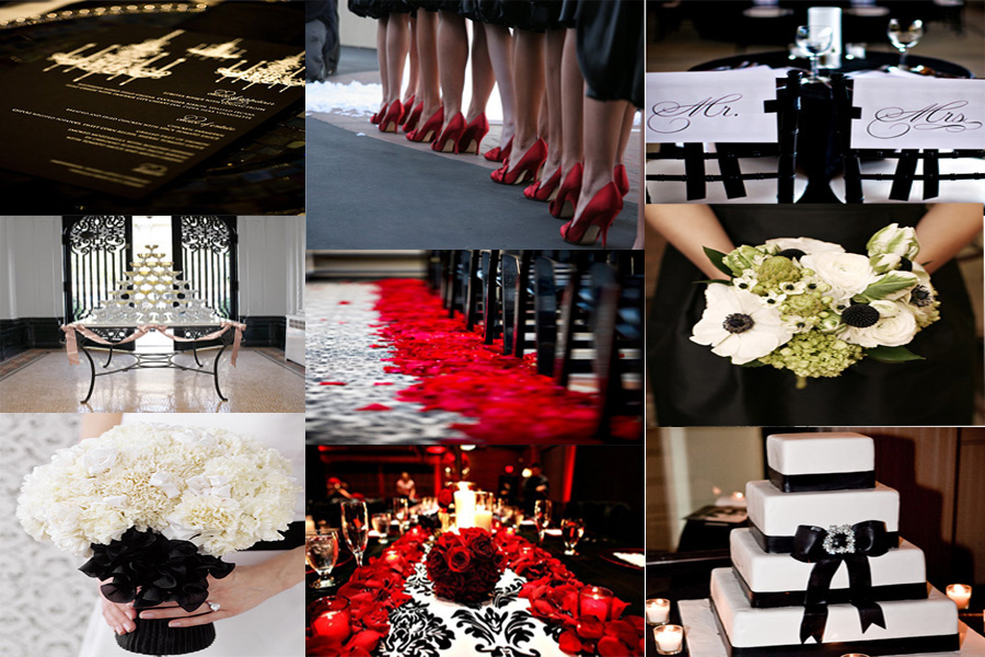 simple red black and white weddings