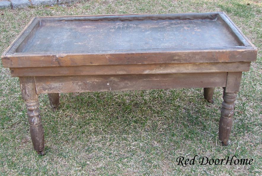 Red Door Home Metal Top Table Redo
