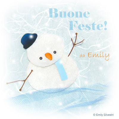 Illustrazione a collage di un pupazzo di neve per cartolina di auguri natalizi