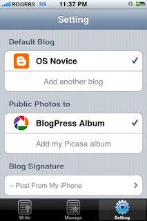 Posting to blogspot with iPhone