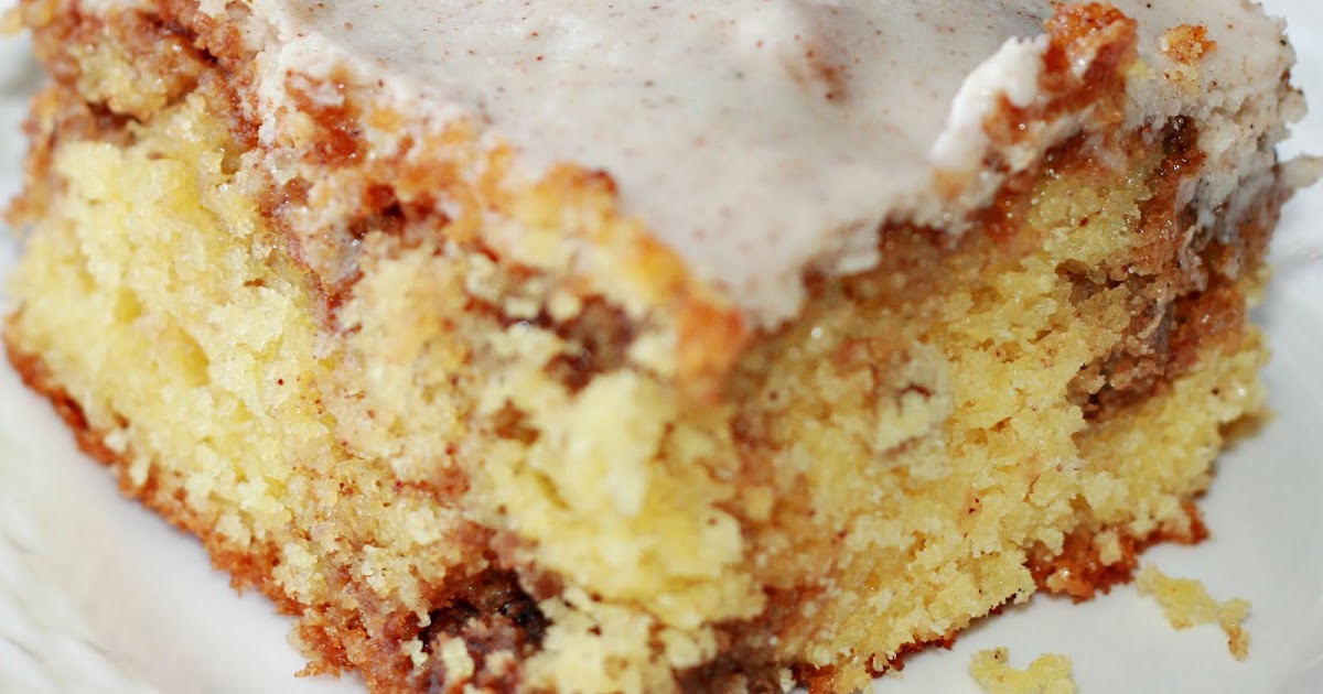 Sinful Southern Sweets Honey Bun Cake with Cinnamon Cream Cheese Glaze