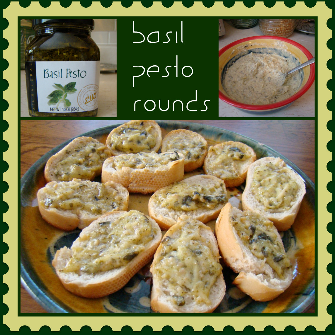 Baguette + Pesto + Garlic = Yum! Basil Pesto Rounds The Little Things