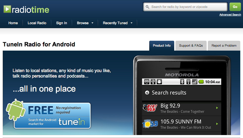 Android App Review TuneIn Radio Better than FM Radio