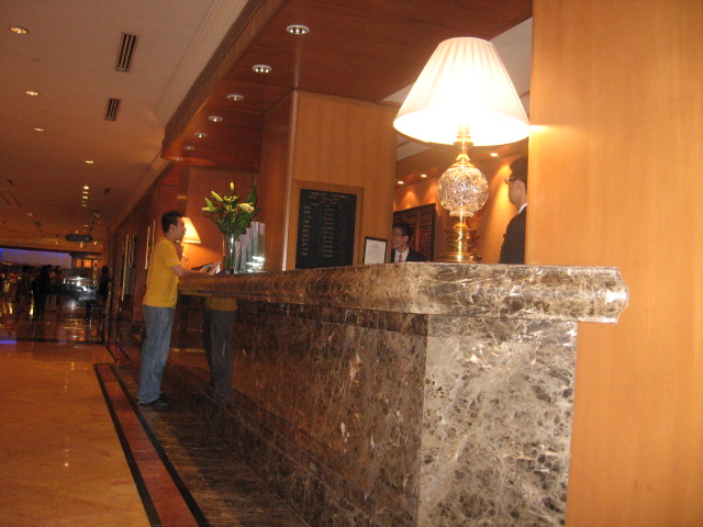 Reception counter at Ramada Hotel