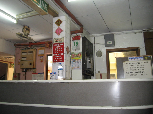 Reception counter Ng Fook Hotel Malacca