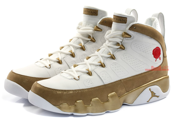 jordan 9s white and gold