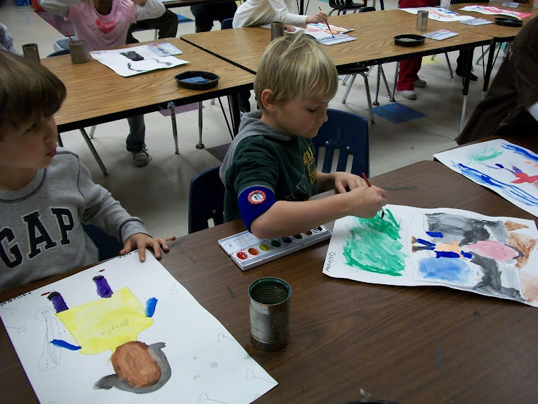 Painting our heroes with watercolors is fun!