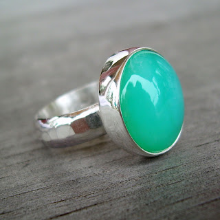 peruvian blue opal ring