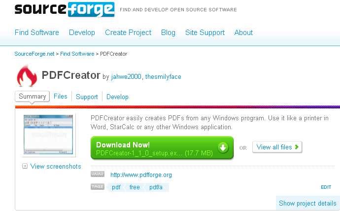 pdfcreator from sourceforge