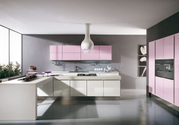 Modern Pink Kitchen Design by Julie Michiels | Interior Design
