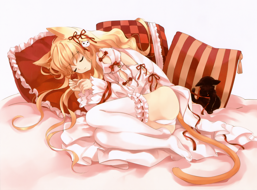 Anime girl curled up