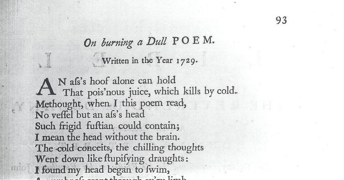 Burning Books Jonathan Swift, 'On burning a Dull Poem' (1729)