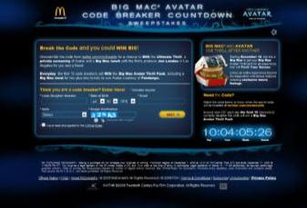 CodeBreakerCountdown.com Sweepstakes - 'McDonald&acirc;s Big Mac Avatar Code Breaker Countdown'