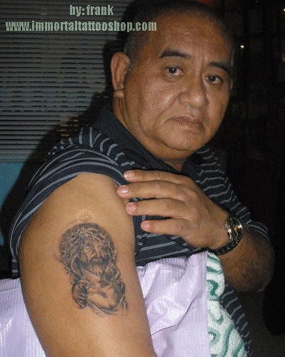 christ tattoo. jesus tattoo by frank