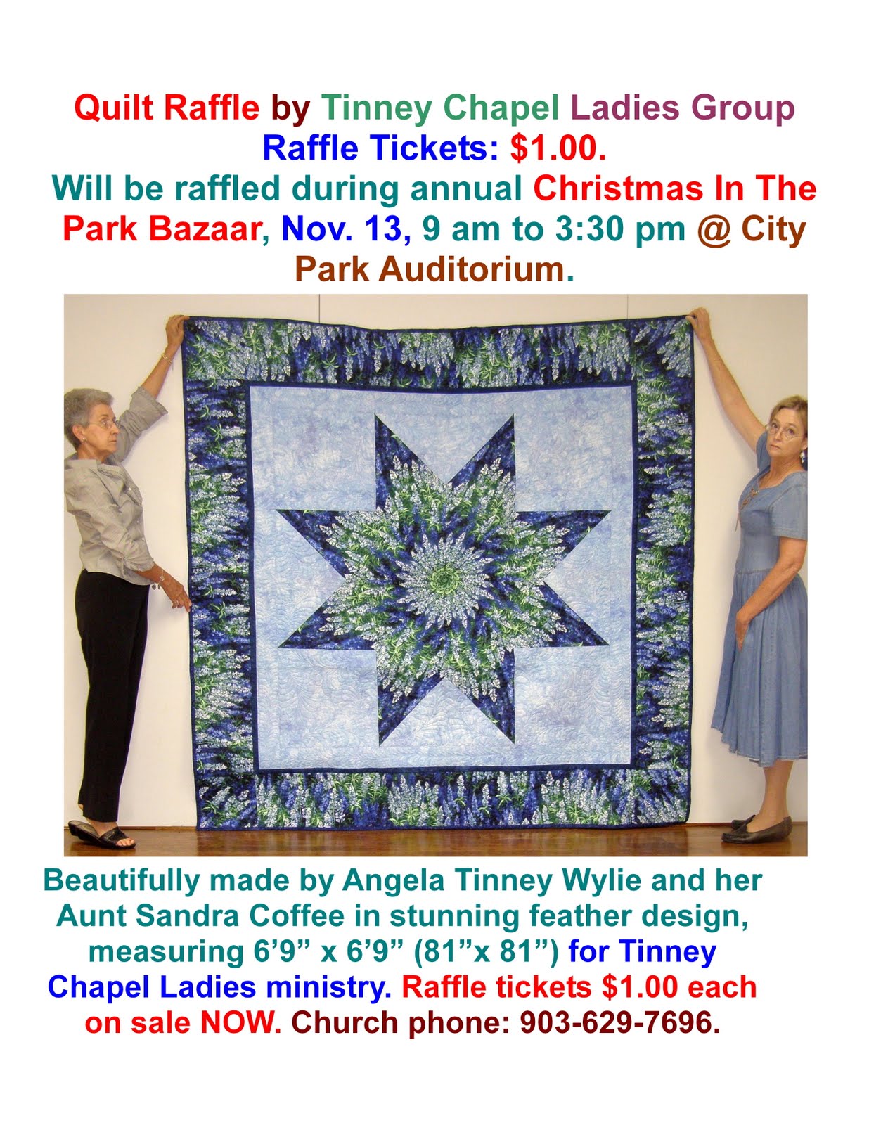 tinney chapel today quilt raffle by tinney chapel ladies group quilt raffle flyer
