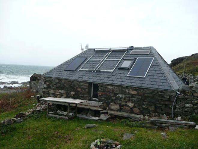 Solar panels on the 'byre' at the cottage