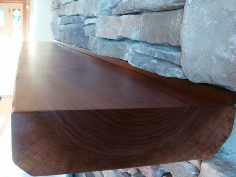 pas audelà custom floating walnut mantel shelf