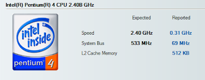 Expected CPU Speed: 2.4GHz.  Actual CPU Speed: 0.31GHz.  I think we have a problem here.