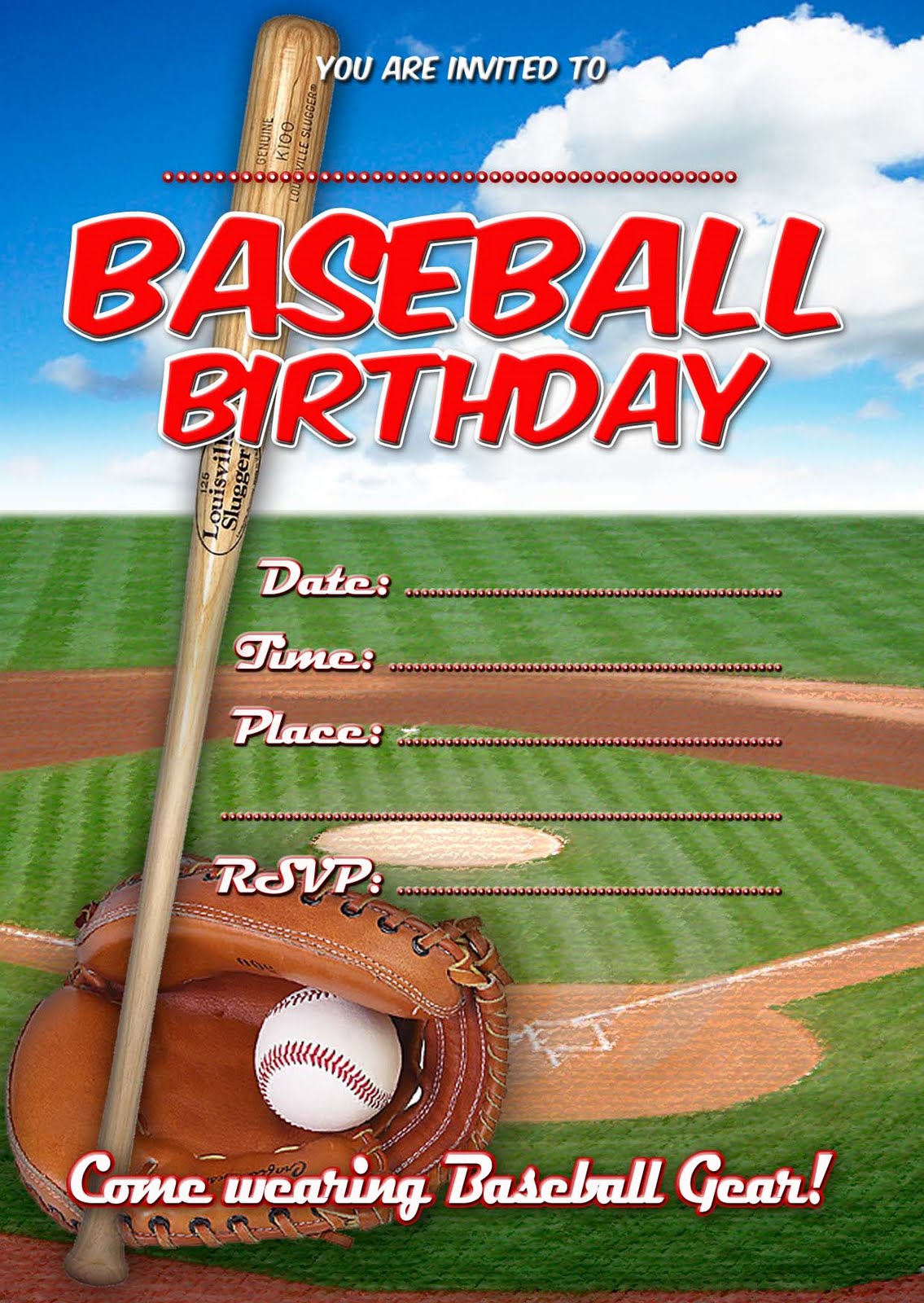 FREE Kids Party Invitations: Baseball Birthday Invitation1135 x 1600