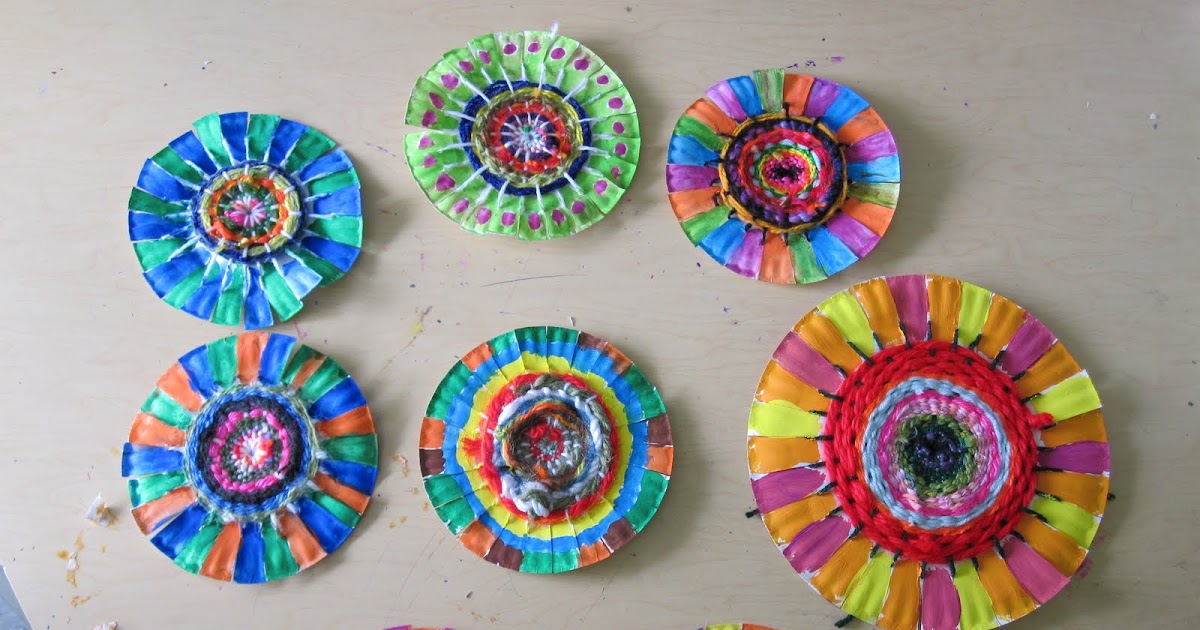 Think Create Art Paper Plate Spiral Weavings