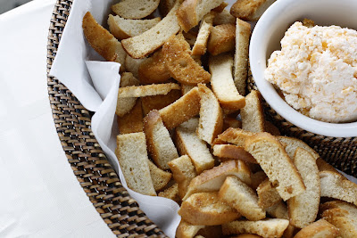 Bagel Chips with Spicy Cheese Spread