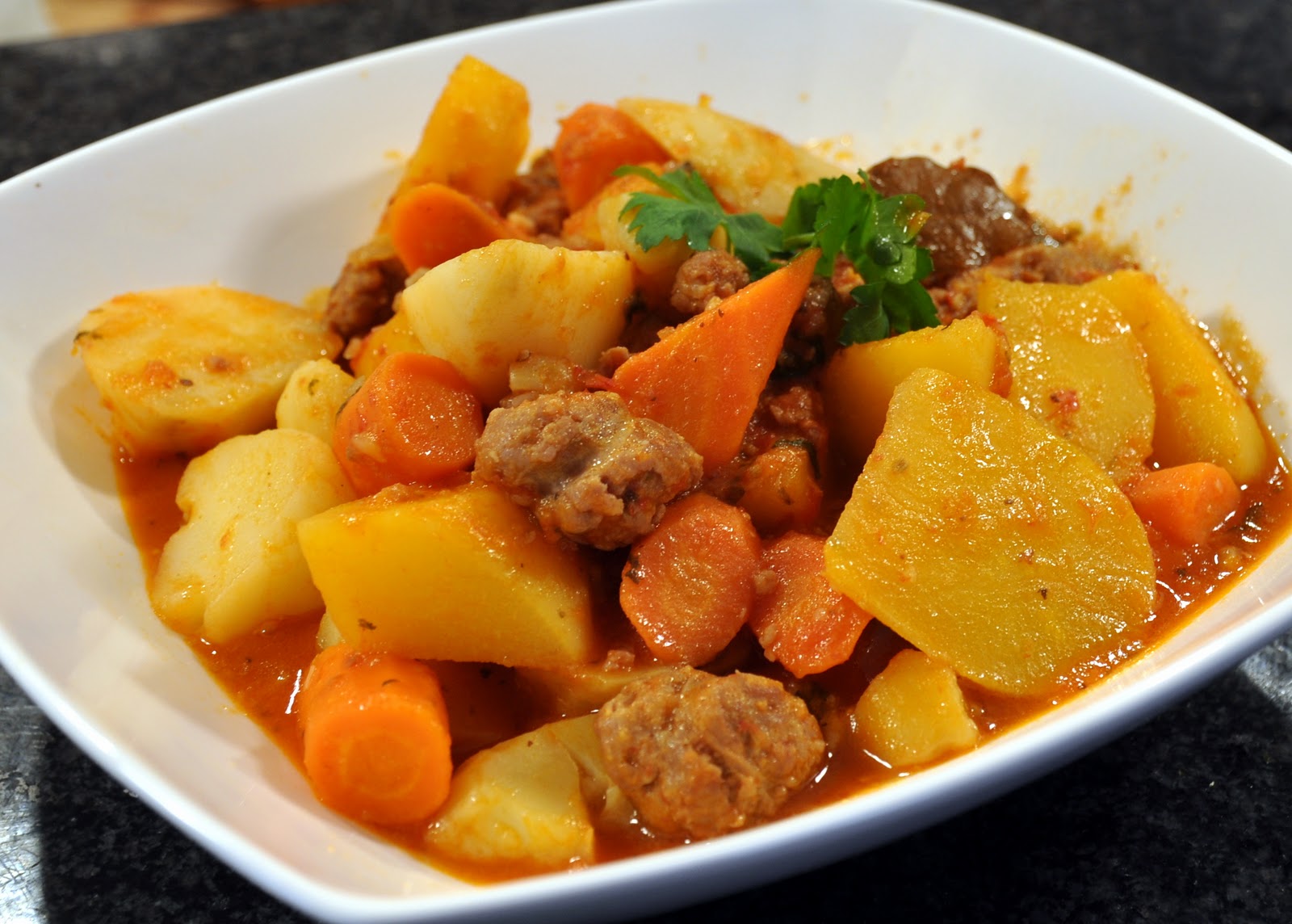 Yum!Panda Italian Sausage with Root Vegetables Stew