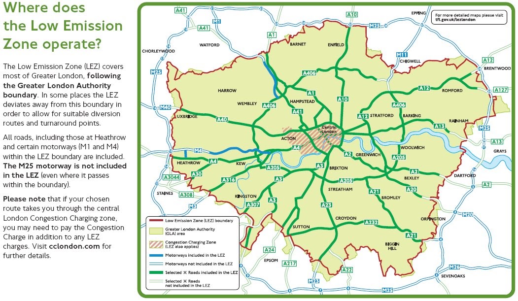 Map Of London Low Emission Zone Mapperz - The Mapping News Blog: London Low Emission Zone Maps