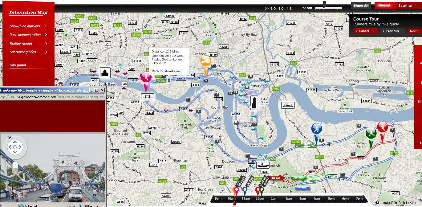 london marathon map 2010 now with streetview