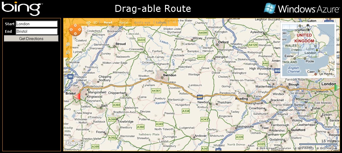 Bing Maps Watch Draggable Routes Demo Bing Maps API Windows Azure