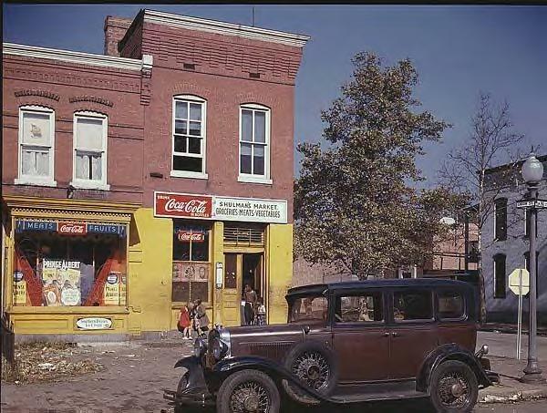 1930 Chevy in front of Shulman's market, Union St. S.W., Washington DC 1941