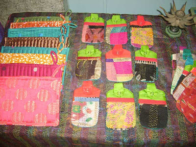 mobile pouches makeup cases patchwork kantha work