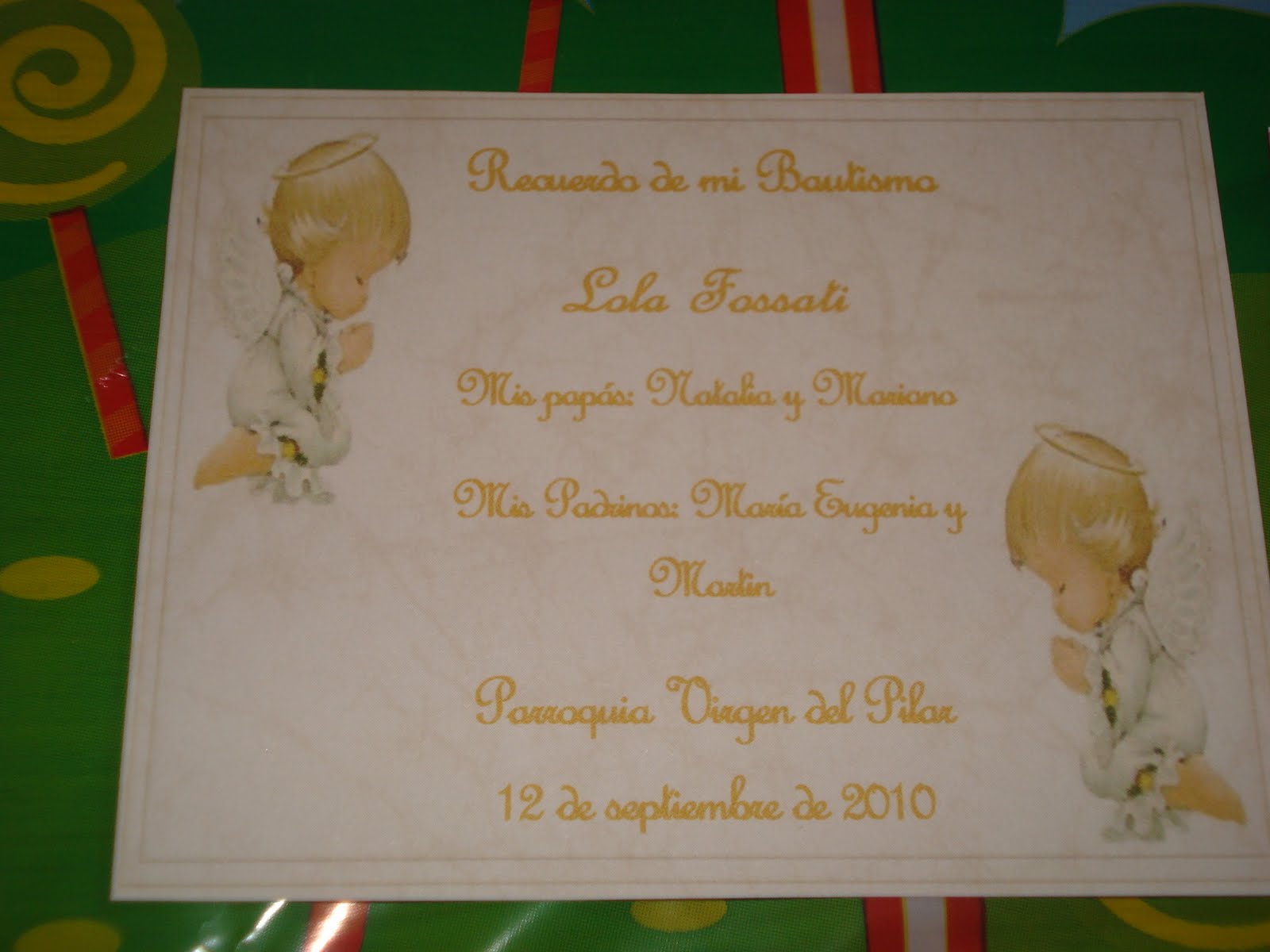 Tarjeta de Bautismo