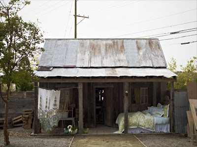 dilapidated house - corrugated metal roof