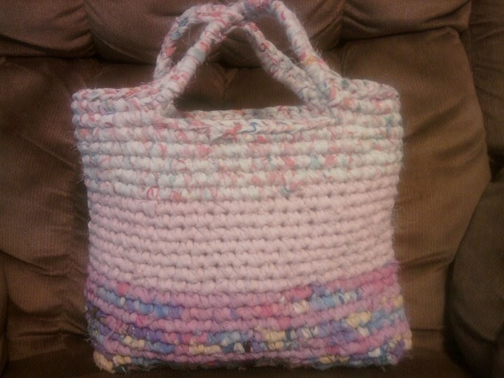 Cheryl's Items of Interest Crocheted Rag Bag Pink