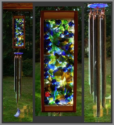 windchime, stained glass, copper, verdigris