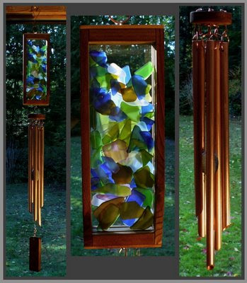 wind chime, stained glass, copper